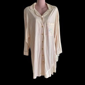 Vintage Miss Elaine Sleep Shirt Nightgown Women's Medium Pink Stripe NOS Damaged
